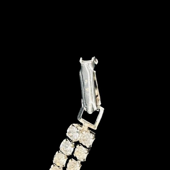 Double Strand Silver Tone W/Prong Set Clear Faceted Rhinestone Bracelet (5209) - Picture 6 of 7